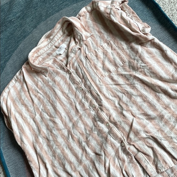 LOFT Lounge Linen Striped Blouse - Picture 7 of 9